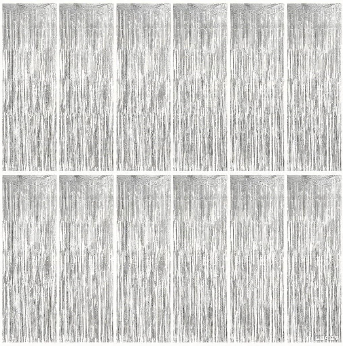 12 stuks, glittergordijn, lametta, 1 m x 2 m, glitter, feestgordijn, glitter tinsel gordijn voor feestdecoratie, verjaardagsdecoratie, bruiloft, festival, podiumdecoratie, Kerstmis