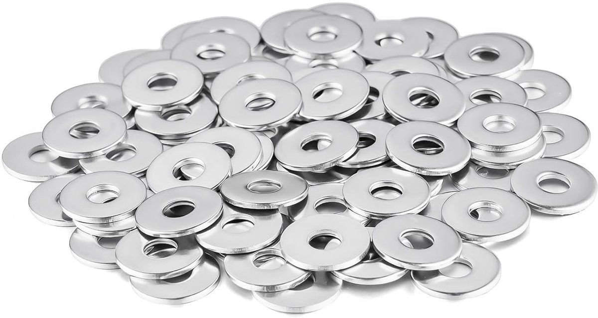 Sluitringen roestvrij staal M6, 80 stuks platte borgringen, 304 roestvrije carrosserieringen, sluitringen, metalen ringen voor schroeven, moeren, schroefdraadstang, M6 x 18 x 1,5 mm