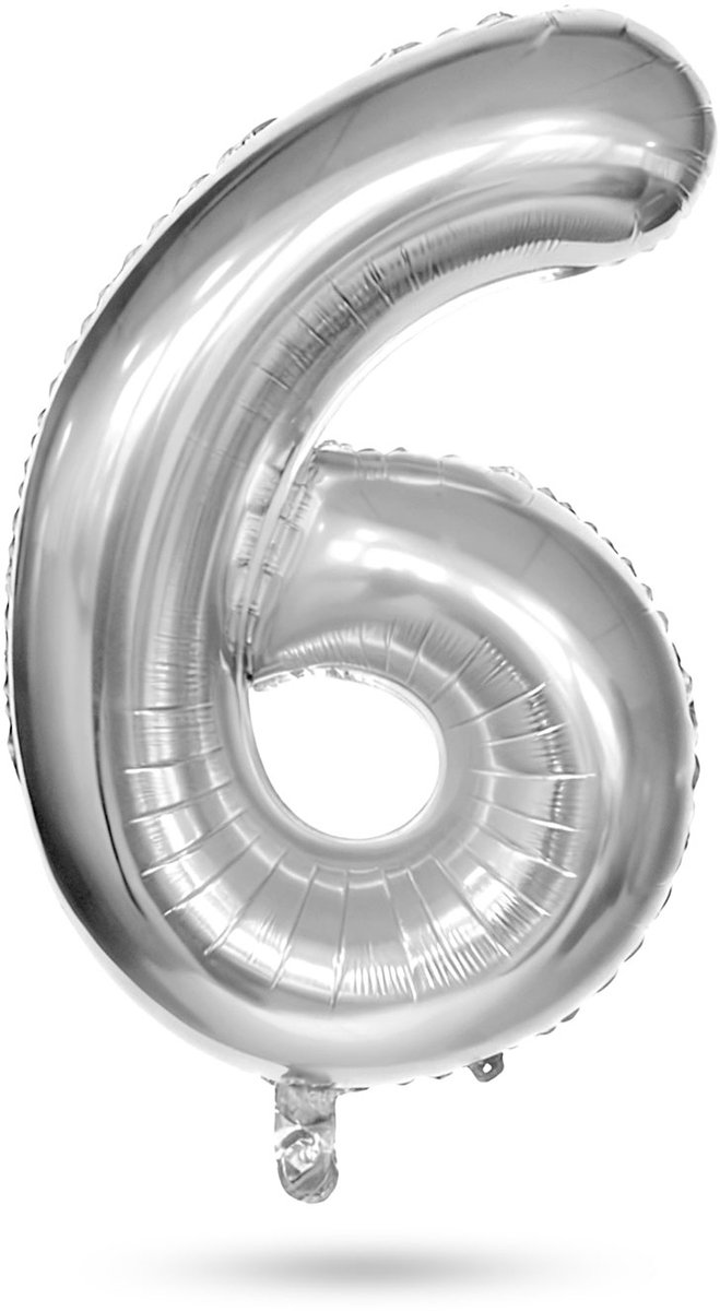 Folieballon Cijfer 6 Zilver 40 Inch - XXL Verjaardag Ballon - Helium Ballon - Nummer Ballon - Feestdecoratie - Herbruikbaar [58085-06]