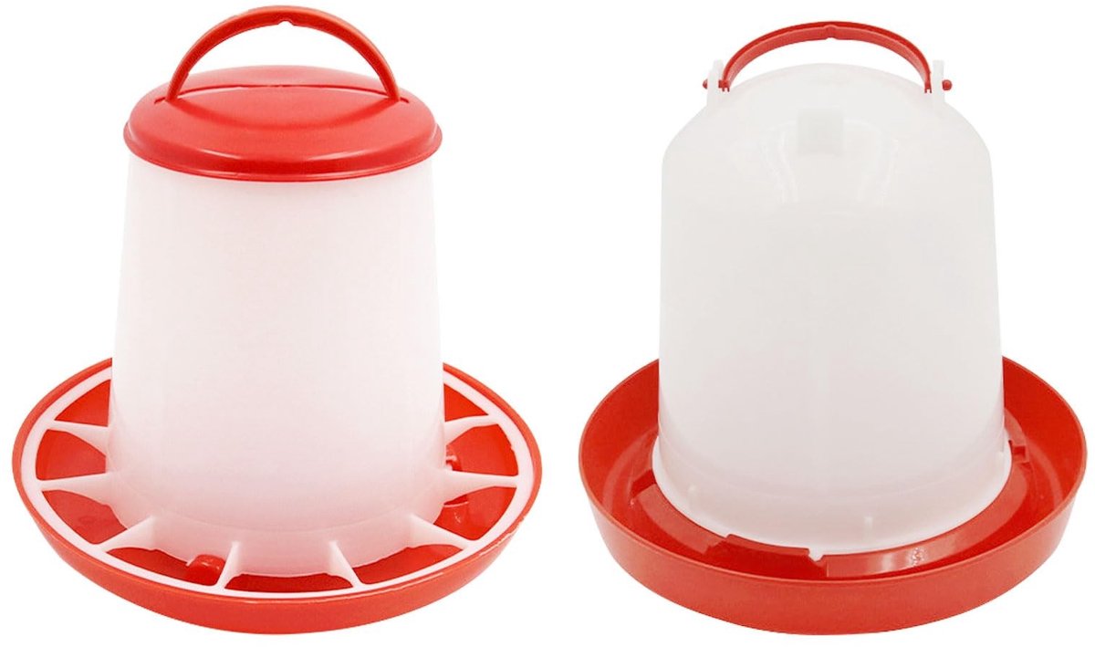 Dailygoods- Voederautomaat 1,5 kg - Kippendrinkbak 1,5 l - Professioneel Design - Automatische Voederdispenser - Handgreep - Doorzichtige Kuikenbak - Voederbak