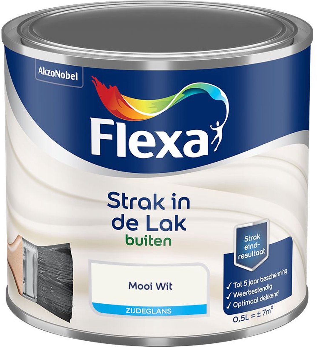 Flexa - Strak In De Lak Buitenlak Zijdeglans - Mooi Wit - Mengverf - 500 Ml