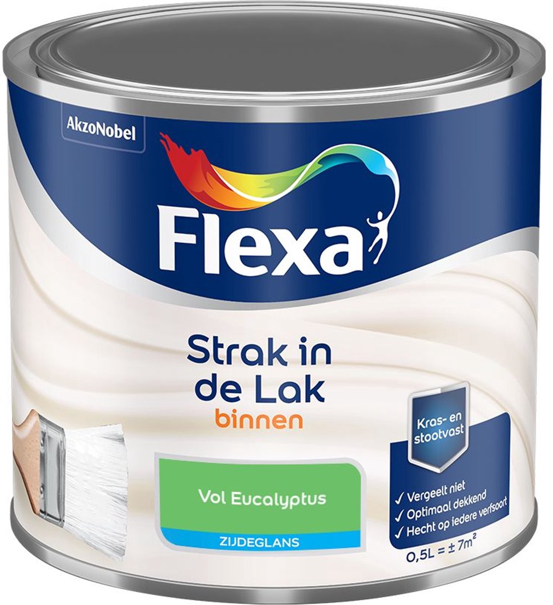 Flexa - Strak In De Lak Binnenlak Zijdeglans - Vol Eucalyptus - Mengverf - 500 Ml