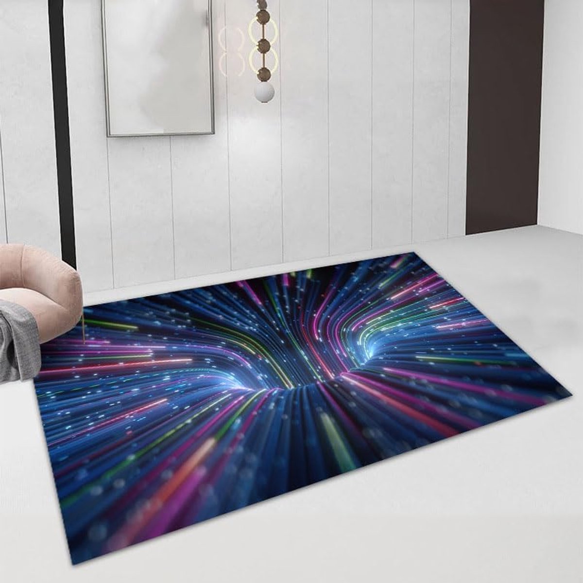 3D illusie tapijt antislip vloerkleed tapijt mat vloermat zwart wit tapijten voor slaapkamer woonkamer kantoor abstracte driedimensionale rechthoek polyester 3D swirl tapijt(60 * 90cm,8)