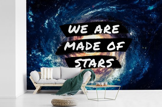 Behang - Fotobehang Spreuken - 'We are made of stars' - Sterren - Quotes - Jongens - Kids - Kinderen - Meisjes - Breedte 360 cm x hoogte 240 cm