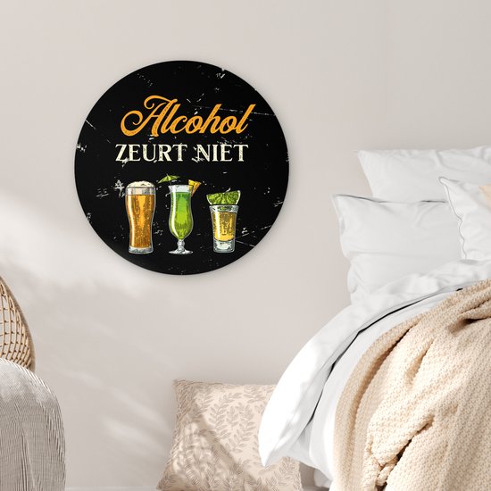 WallCircle® Wandcirkel 60x60 cm - Muurcirkel Alcohol - Drank - Glazen - Muurdecoratie woonkamer - Wanddecoratie slaapkamer - Kamer decoratie accessoires - Ronde schilderijen - Cadeau voor vrouw - Cadeau voor man