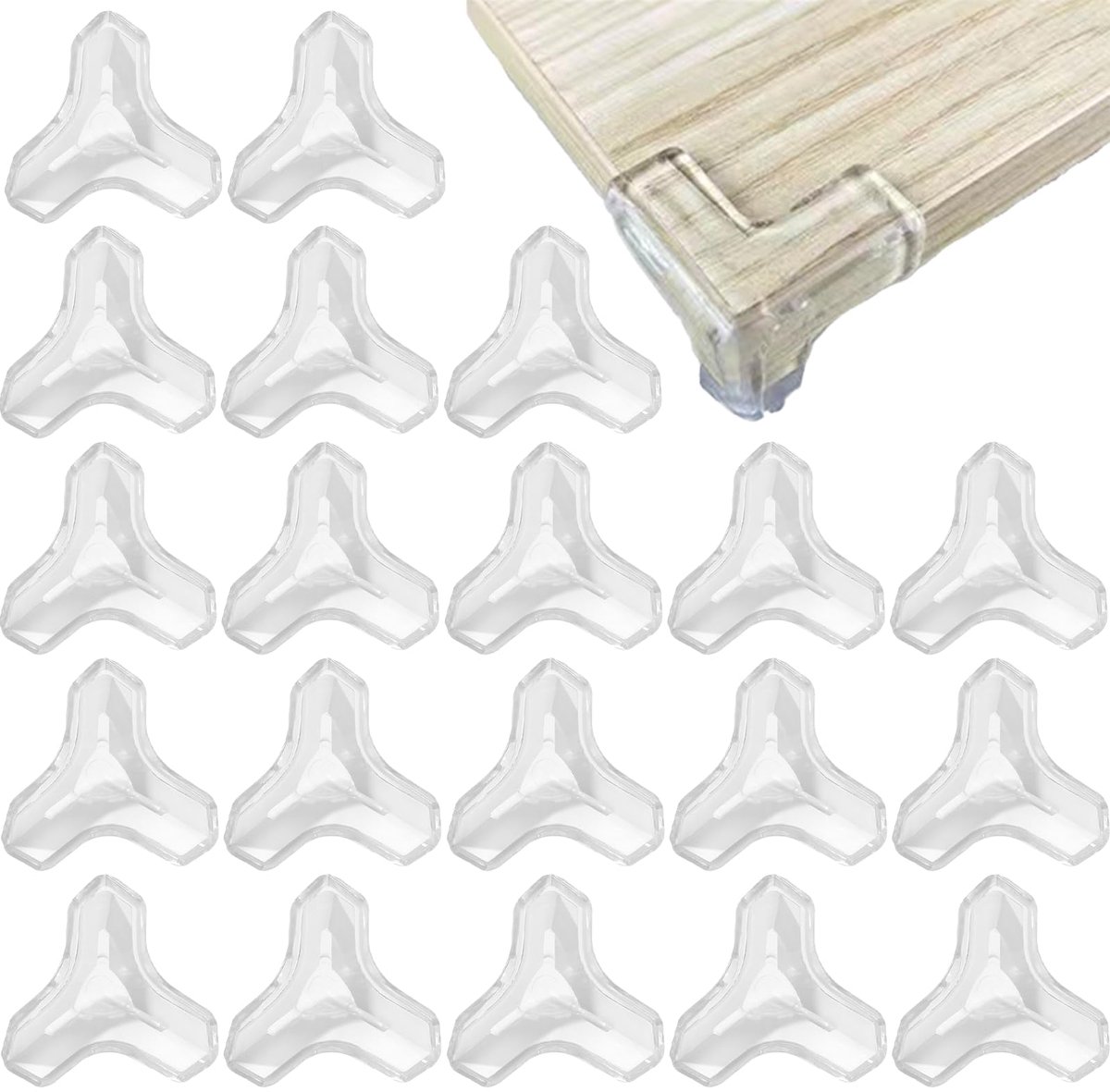 20 stuks randbescherming voor baby's, transparante hoekbescherming voor baby's, zachte siliconen hoekbescherming, randbescherming, zelfklevend, supersterk, zelfklevend, geschikt voor alle so