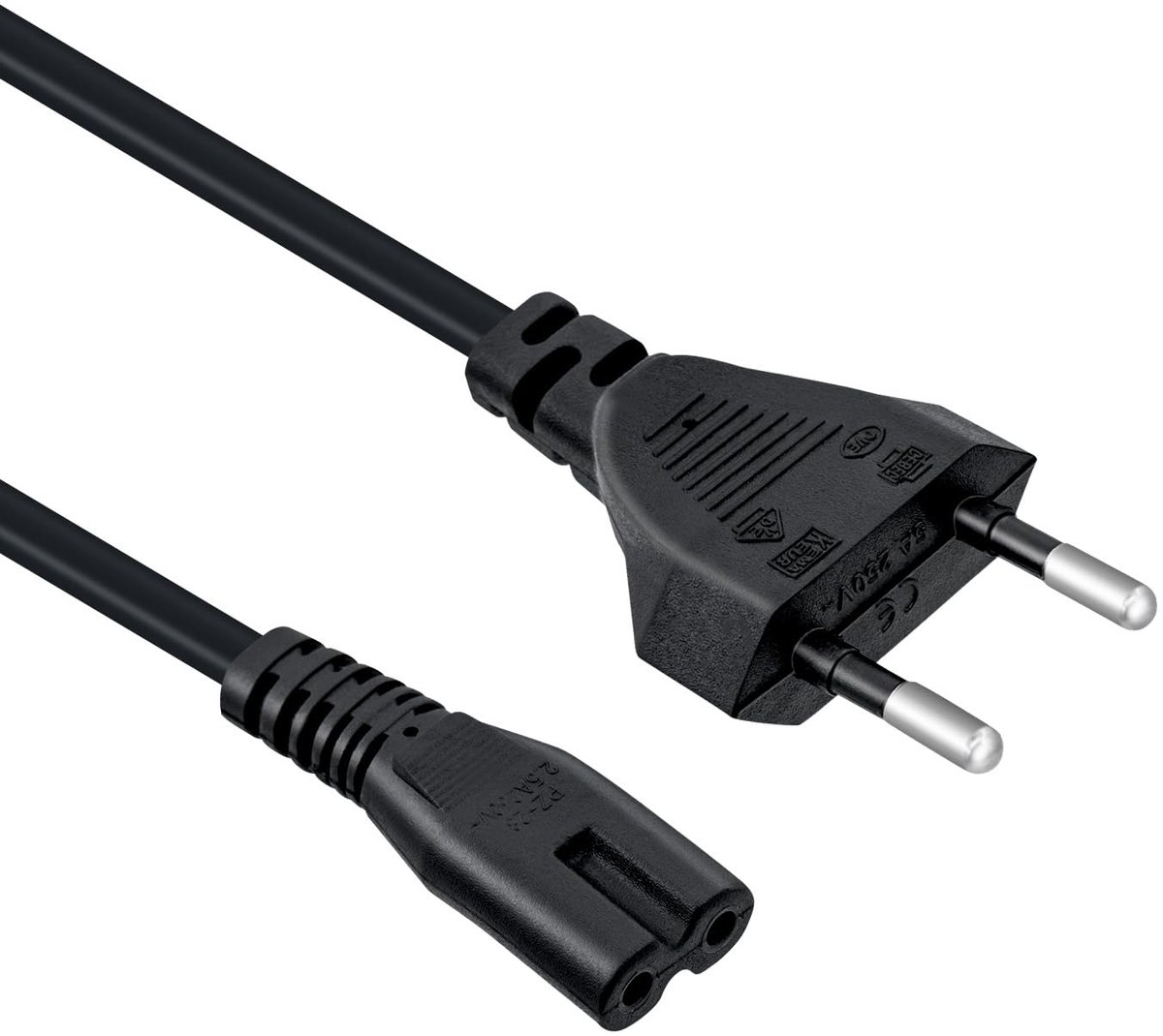 3m zwart voedingskabel, Euro-stekker C7 2-polig netsnoer voor PS5 / PS4 / PS3 / Xbox Series X/S - Zwart