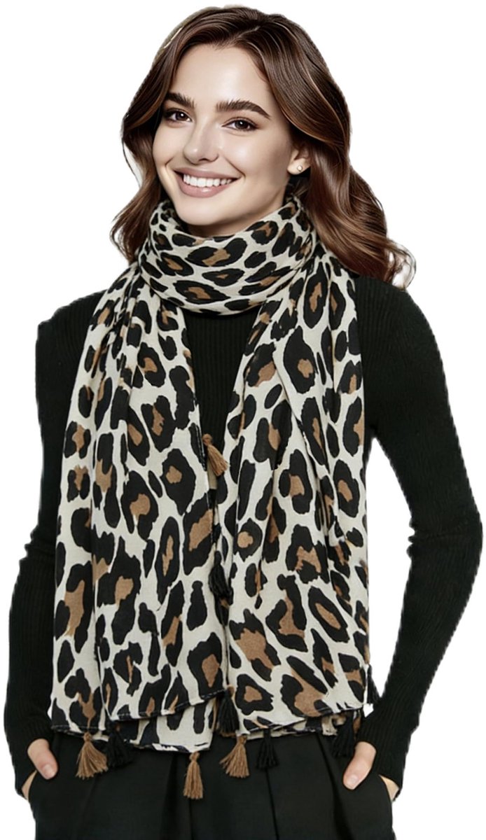 Wintersjaal luipaardpatroon stola dames