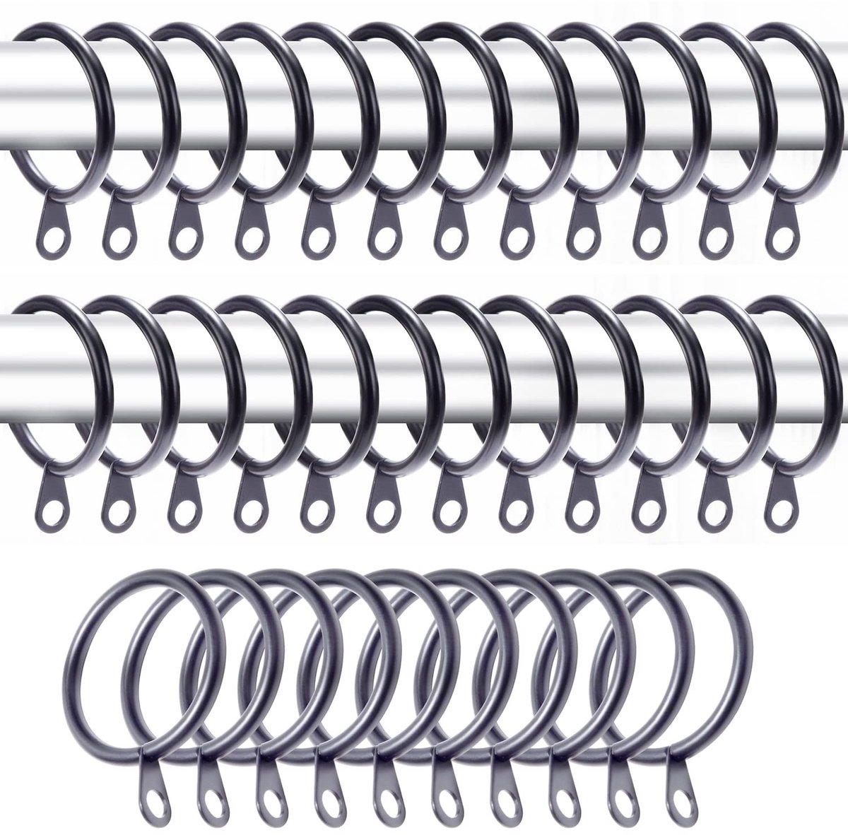 Dailygoods - Metalen Gordijnringen voor Gordijnen - 30 mm Binnendiameter, 40 Pack