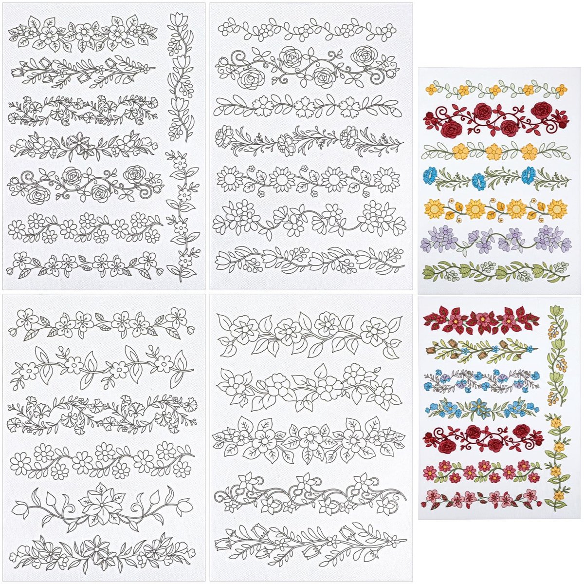 Dailygoods- Borduurvlies 4 Vellen - Wateroplosbaar - Zelfklevend Borduurpatroon - Borduurpapier - 29,7 x 21 cm - Ideaal voor Beginners