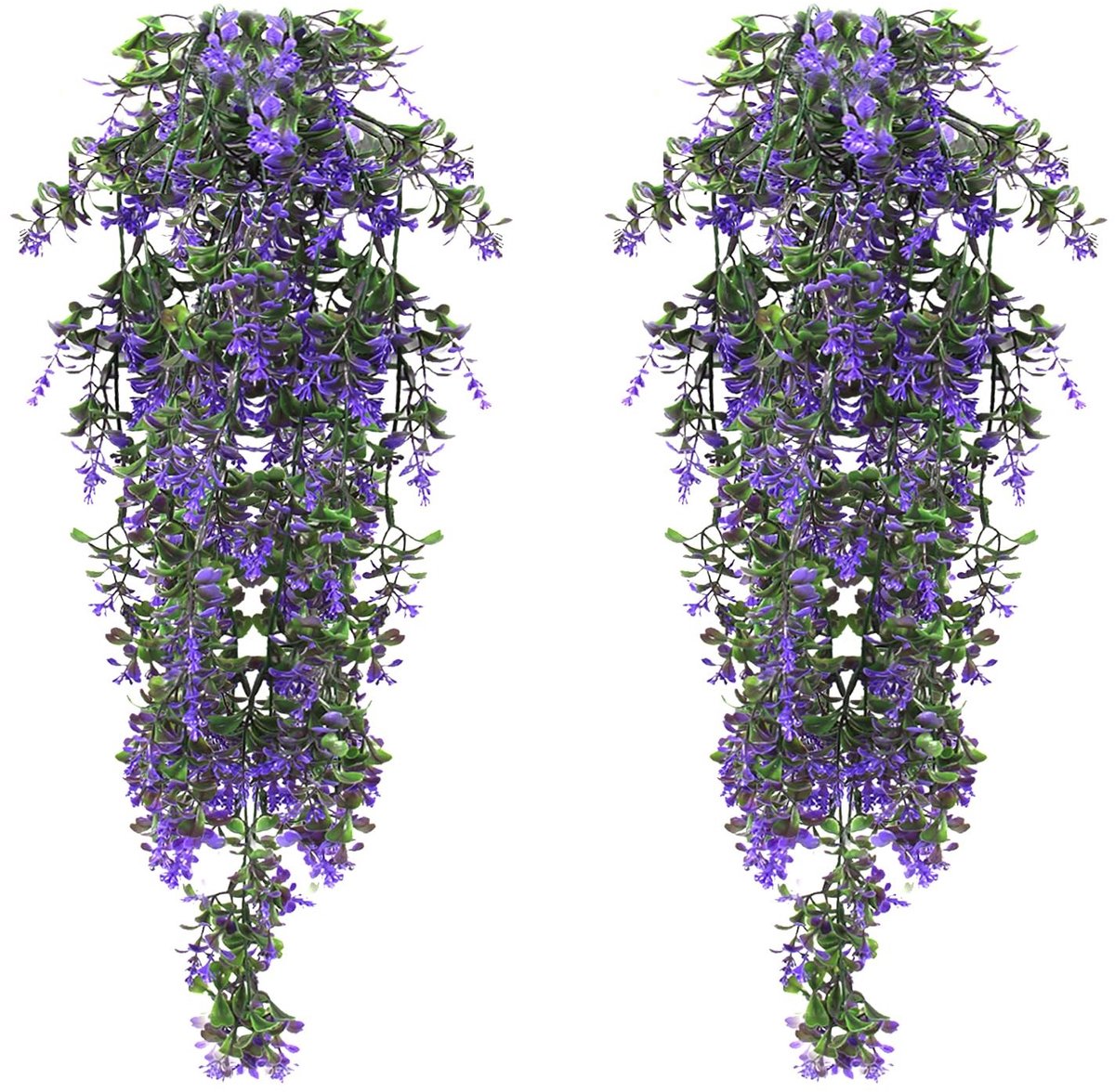 Dailygoods - 2 stuks kunstplanten, hangende kunstbloemen, decoratie, kunstklimop, kunstbloemen, hangplanten, kunstbloemen als echte vines voor tuin, balkon, decoratie, blauw paars, 70 cm
