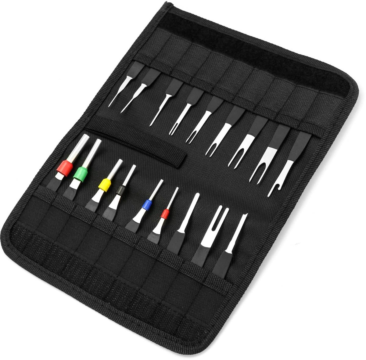 Dailygoods- Terminal Removal Tool - 18-delige Set - Pin Verwijder Tool - Kabel Connector Verwijder Set - Hoogwaardige Gereedschap - Tarpaulin Tas voor Opslag
