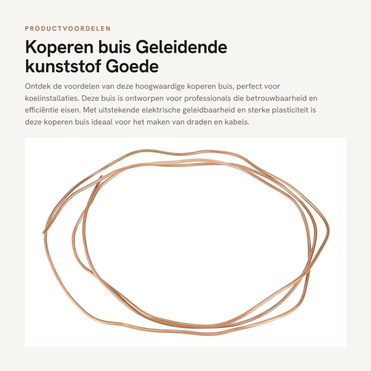 Dailygoods - Koperen buis - Geleidende kunststof - Goede warmte-uitwisseling - 2 Meter - Elektrische geleidbaarheid - Geschikt voor koelinstallaties -...