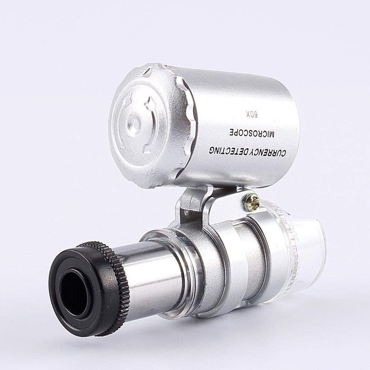 Dailygoods - Mini Metal Microscope - 60X Vergrootglas - Handzaam en Lichtgewicht - Zilver - Ideaal voor Juwelen en Antiek - Perfect voor Detailing