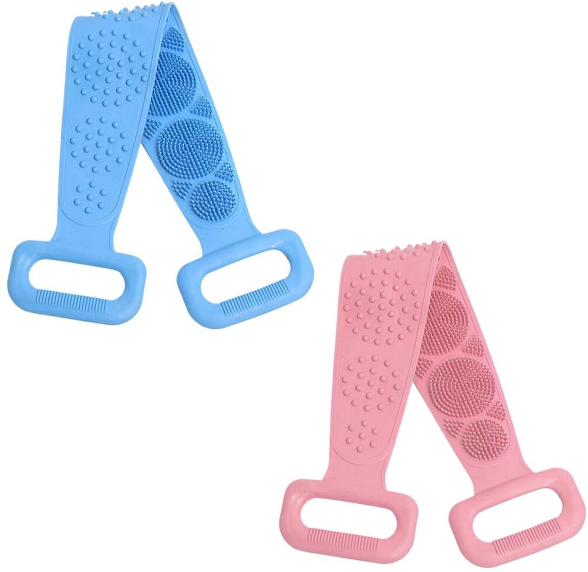 Dailygoods- Rugborstel - 2 Stuks - Badborstel van Siliconen - Multifunctionele Doucheborstel - Massageborstel - Hoogwaardig TPR-Materiaal