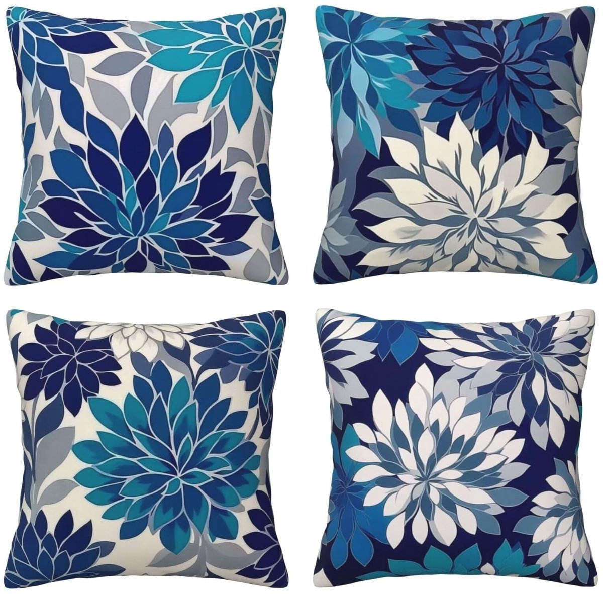 Set van 4 kussenslopen, 65 x 65 cm, masterpatroon, kussenslopen, fluweel, zacht, groot, ademend, dubbelzijdig, bankkussen, vierkant, decoratie voor auto, huis, woonkamer, bank, stoel, slaapkamer