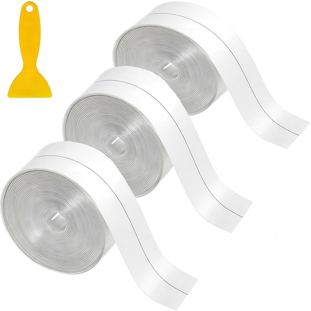 Zelfklevende afdichtingstape 3,8 cm x 5 m - 3 rollen waterdichte tape voor wastafel, badkuip en gootsteen, ideaal voor sanitair en renovatie
