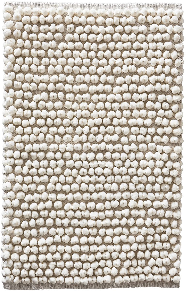Badmat, Popcorn badmat, katoen en polyester mix - wit, 80 x 150 cm