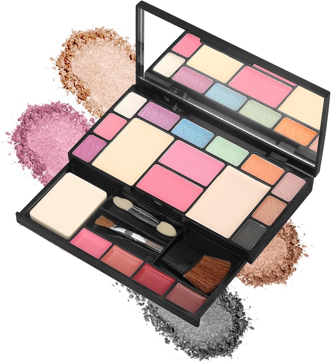 19 Kleuren Oogschaduw Palette met Lipgloss en Blush, Hoog Gepigmenteerde Make-up Set voor Professionele Make-up Artists en Dagelijks Gebruik