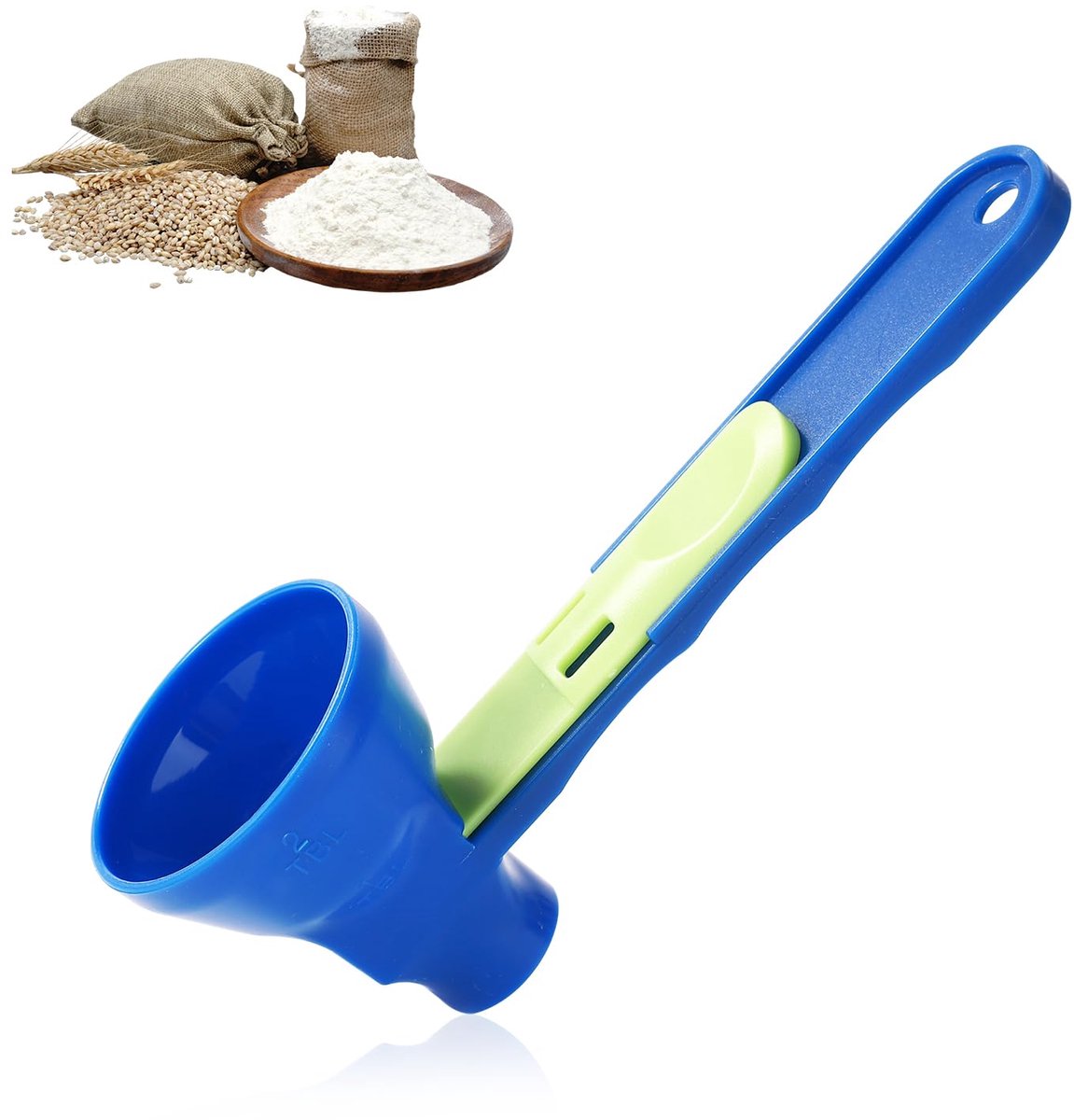 2-in-1 Schuifmaat Schep, Geen Morsen Maatschep met Schuifbare Proteïne Poede Rschep met Trechter voor Koffie Proteine Melkpoeder Lepel