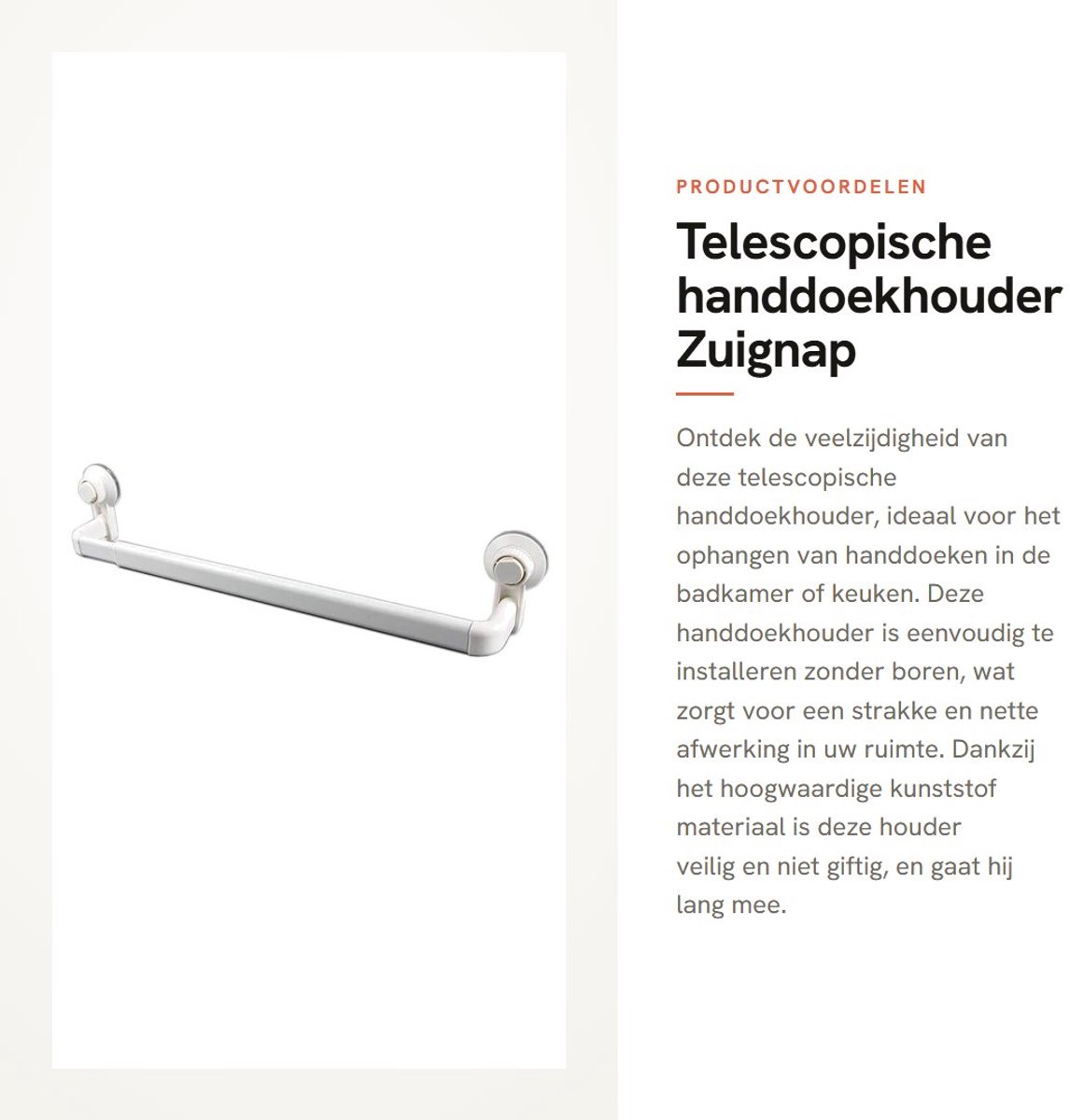 Dailygoods- Handdoekhouder telescopisch - Handdoekhouder zonder boren - Wandhouder - Waterdicht - Multifunctioneel - Hoogwaardig ABS-materiaal - Handdoekrek