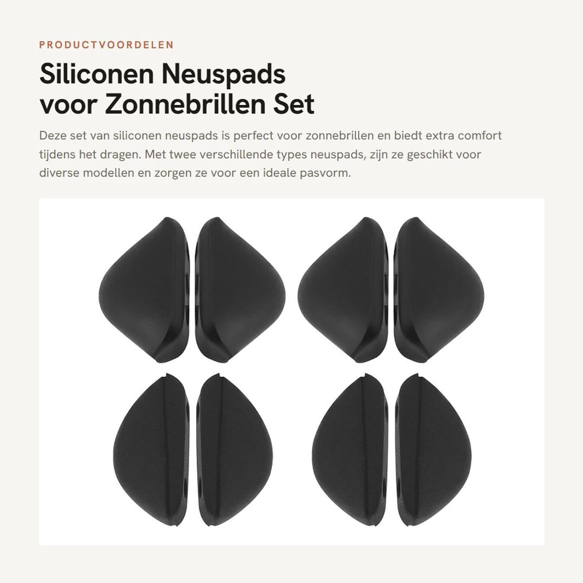Dailygoods- Neuspads Siliconen - 4 Paar - Zelfklevend - Neuskussentjes voor Zonnebril - Compatibel met Oakley - Hoge/Lage Stijl - Zwart - Neuskussens