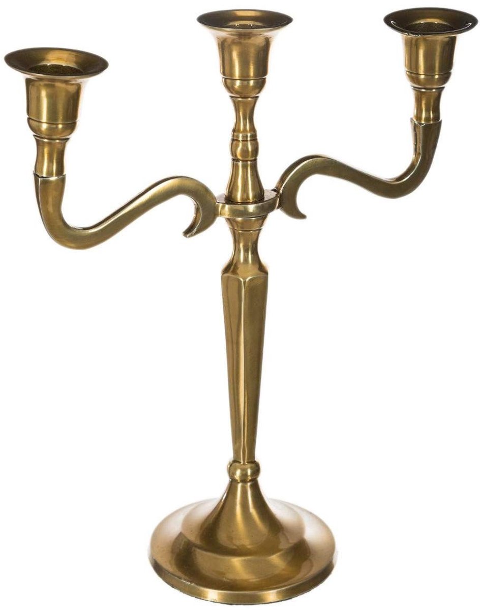 Dailygoods - Gouden Kandelaar met 3 Koppen, 22,5 x 27 cm voor Stijlvolle Verlichting