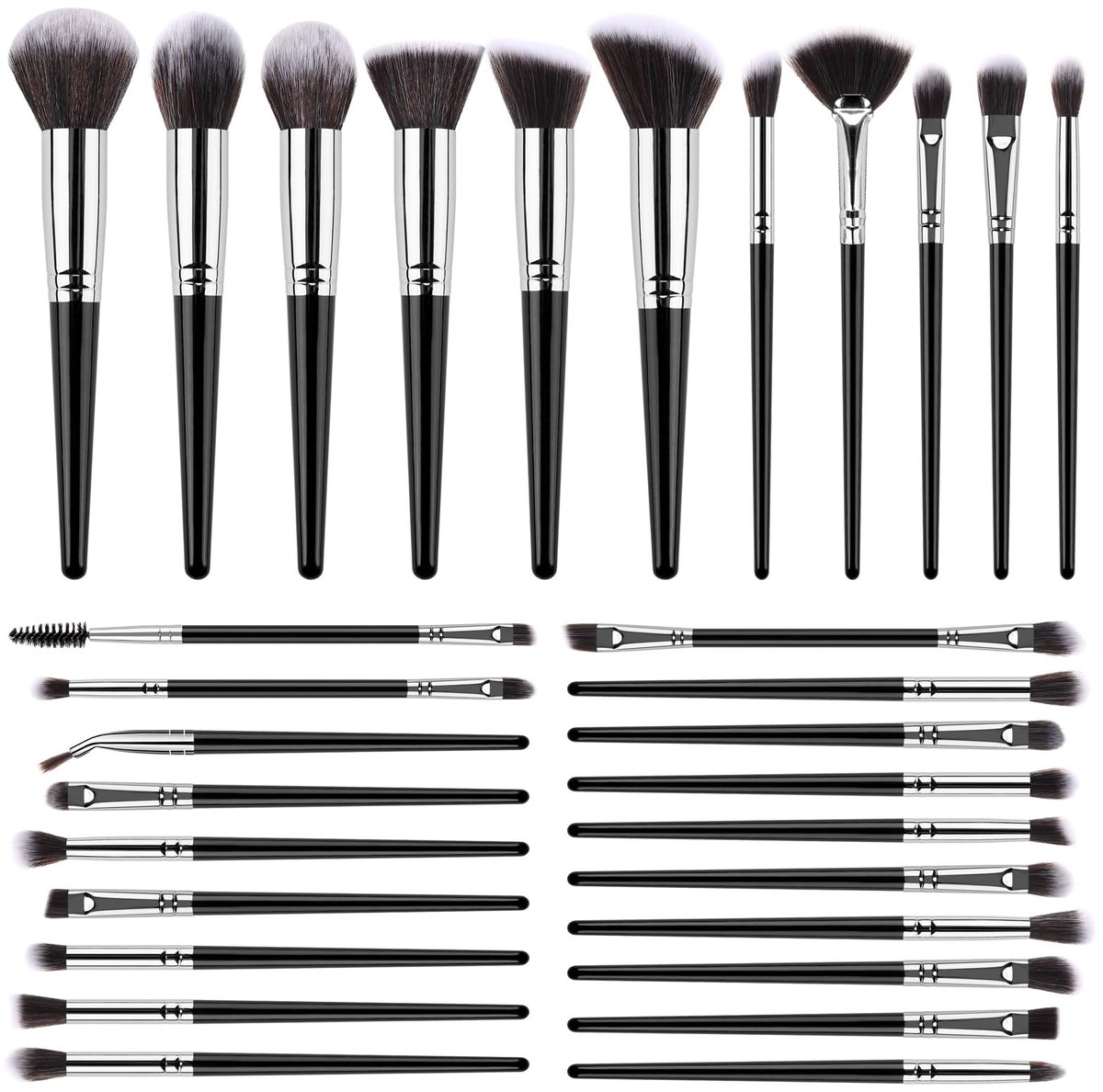 Dailygoods- Penseelset Professioneel - Make-upkwasten Set 30 Stuks - Multifunctioneel - Oogschaduwkwast - Contouren - Zwart Vezel