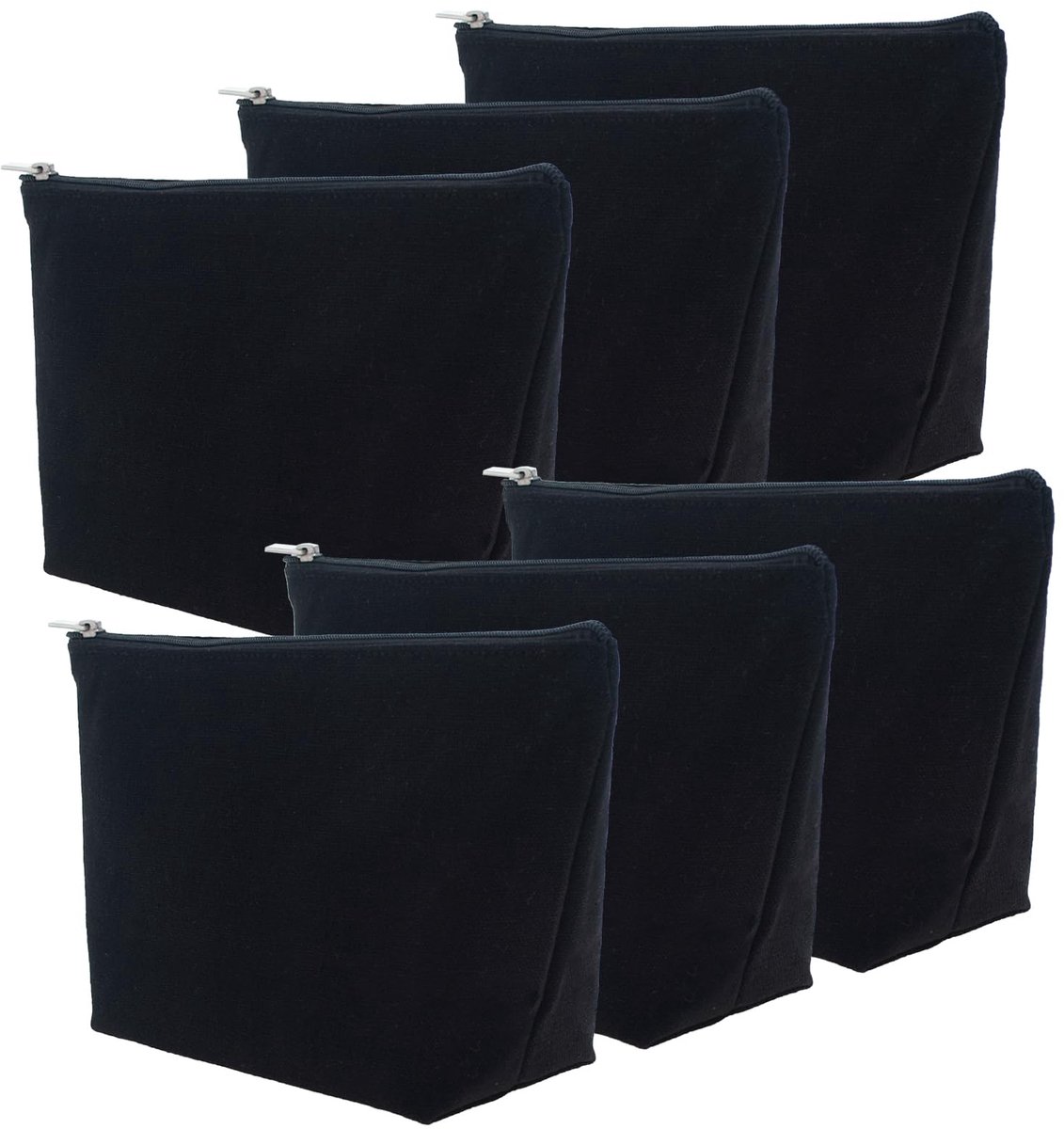 6-pack canvas ritszakje, 100% katoen 12oz cosmetische tas, 9-1/2 x 5-1/2 x 3 inch bruidsmeisje cadeau