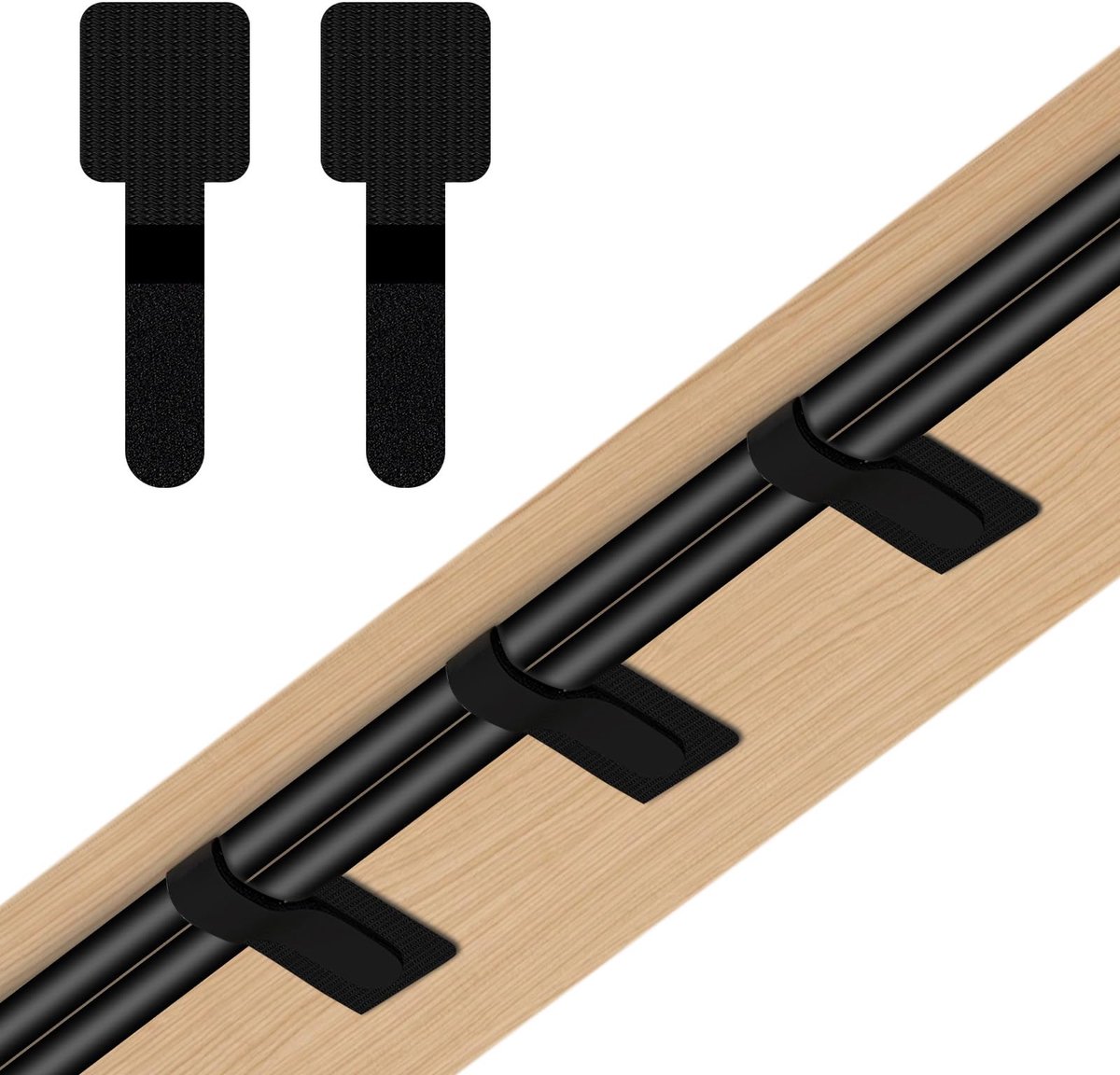 50 stuks klittenbandsluiting, kabelhouder, zelfklevende oplaadkabelhouder, kabelclips, kabelorganizer onder het bureau, wandkabelhouder, kabelbevestiging, zwart