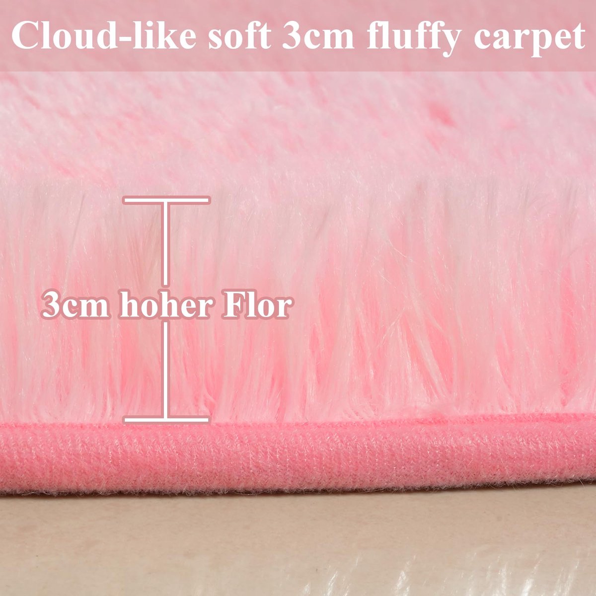 Rond vloerkleed 160 cm roze, wollig en antislip, tapijt voor woonkamer, slaapkamer, kinderkamer