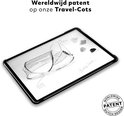 Schets van het Deryan Baby Luxe campingbedje op een tablet, met 'Worldwide Patent Dutch Design'.
