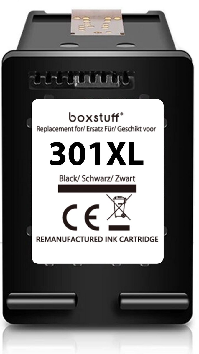Boxstuff Inkt geschikt voor 301 XL - (CH563EE) Compatibel met HP 301 / 301XL - Inkt Cartridge Zwart voor HP Deskjet 1000 / 2050 / 2549 / 3050a2 Envy 4500 / 4501 / 5530 / 5531 Officejet 4630 / 4631 / 4632 - Pack Zwart