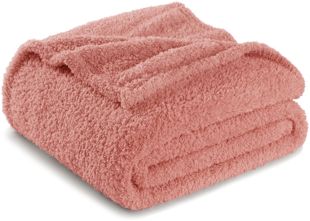 Mezcla Deken, Knuffeldeken Fleece Dekentje voor Bank, Superzachte en Warme Sofahoeslakens Woondeken, 130x150 cm, Roze