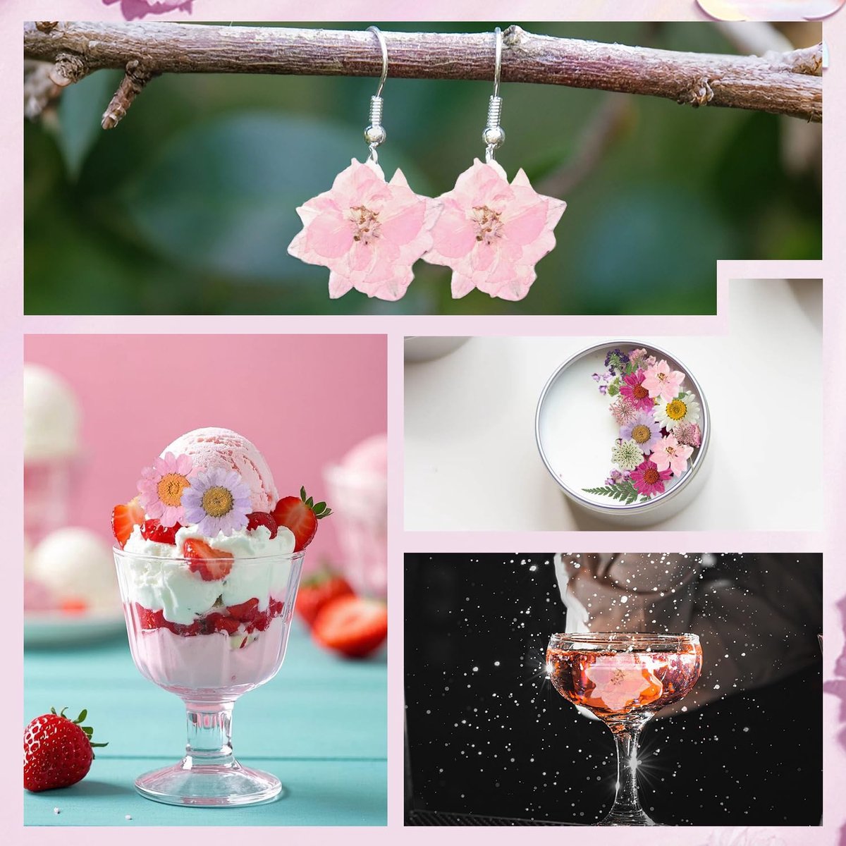 Bloemen roze, natuurlijke bloemen voor taartdecoratie, cupcake toppers, cocktailgarnituur, fooddecoratie voor bruiloft, verjaardag & feesten