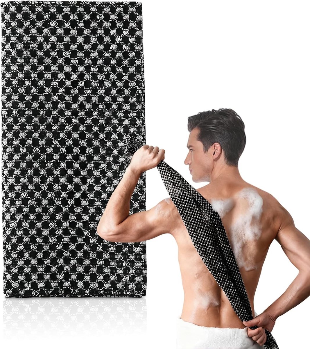 Bad spons met lange steel, zachte scrubber voor diepe reiniging, ideaal voor rug en lichaam, 100 cm lang