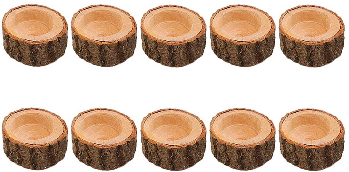 Schors Kandelaar 10 Stukken Creatieve Houten Ambachten Decoratie Bloem Plant Pot Kaars Stand Houder (2.4x1 inch)