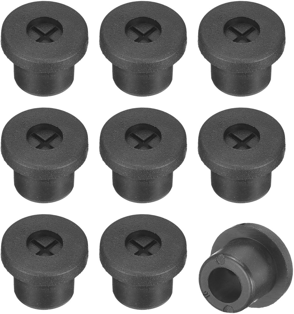 Bureau, 3/8 inch (10 mm) kabeldoorvoer van flexibel rubber, gatafdekking voor kabelorganizer, bureau, computer, zwart, 12 stuks