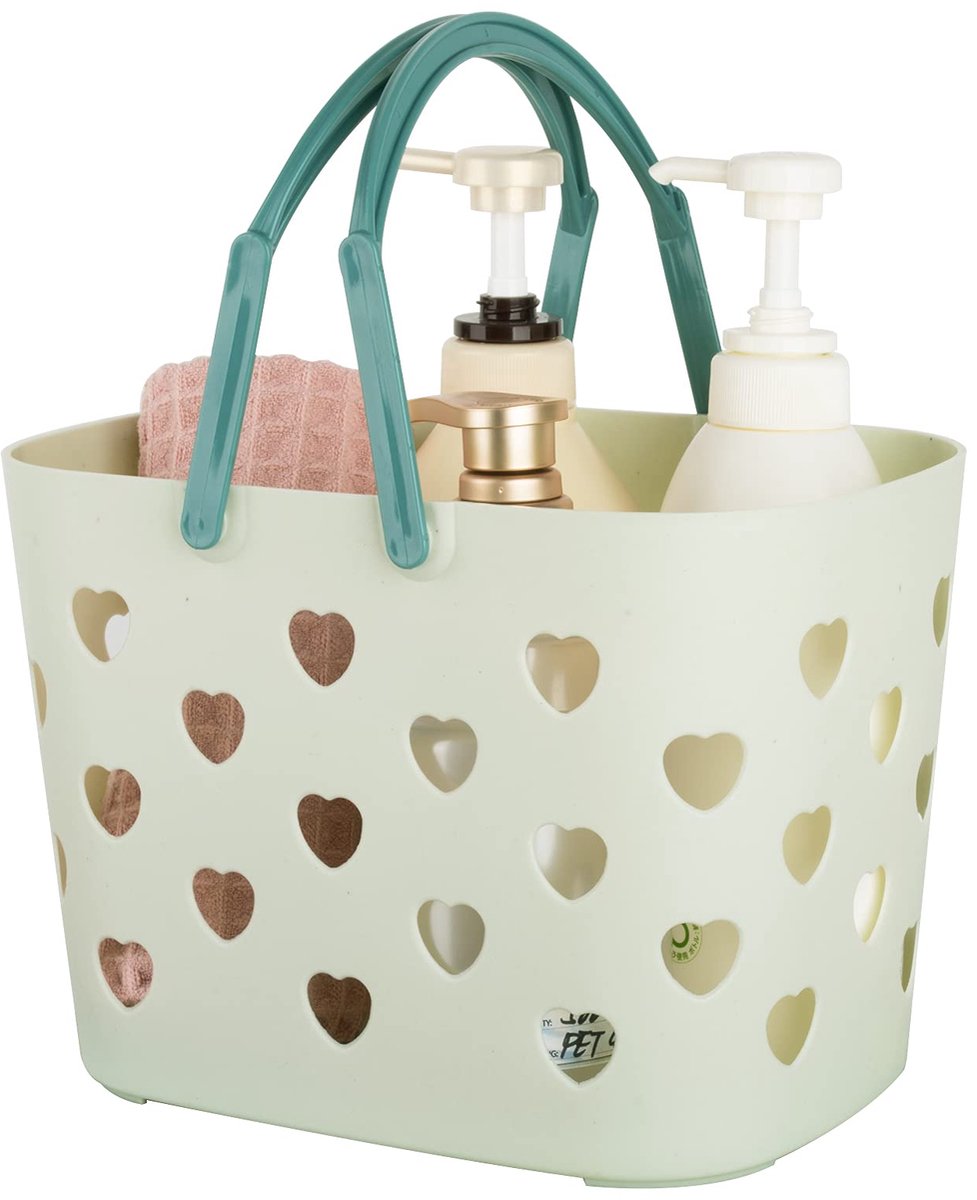 Draagbare douche Caddy Tote Plastic Opbergmand met Handvat Box Organizer Bin voor Badkamer, Bijkeuken, College Dorm, Garage - Groen
