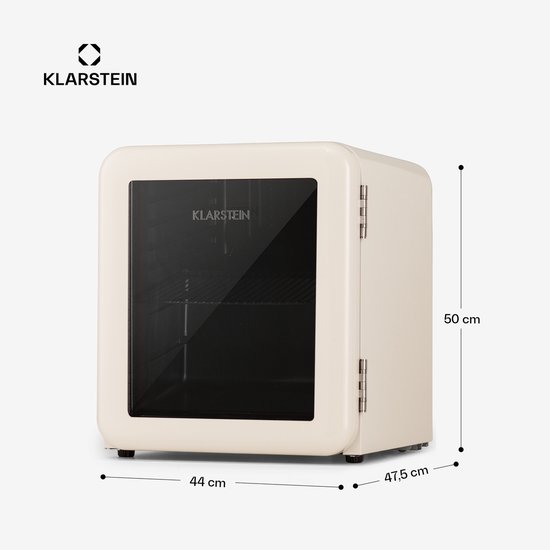 Klarstein Drankkoeler minikoelkast met glazen deur, 48 liter minikoelkast voor kamer en kantoor, kleine met uitneembaar schap, kleine koelkast, binnen-/buitenkoelkast, stille werking, 0-10 °C - Verstelbaar Compact - Drankkoelkast van Klarstein — afbeelding 5