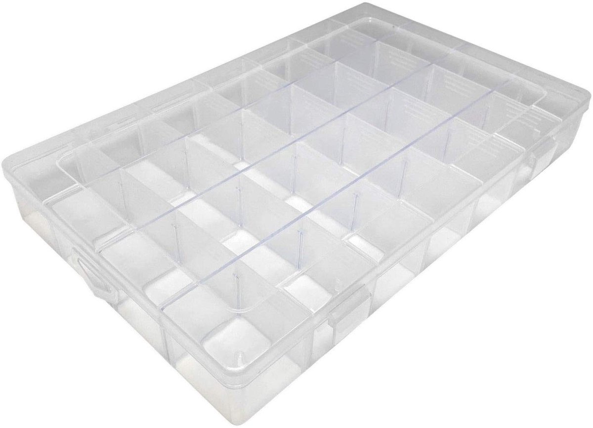 Transparante dikke harde plastic verstelbare compartiment sleuf plastic ambachtelijke opbergdoos organizer voor speelgoed desktop sieraden accessoire lade of keuken (34,8 x 22,4 x 4,8 cm)