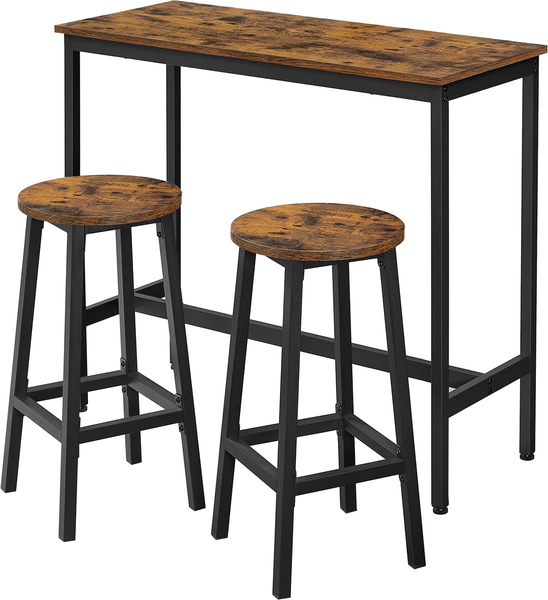 VASAGLE - Bartafel - Bartafel met 2 Barkrukken - Industrieel Design - Geschikt voor de Keuken