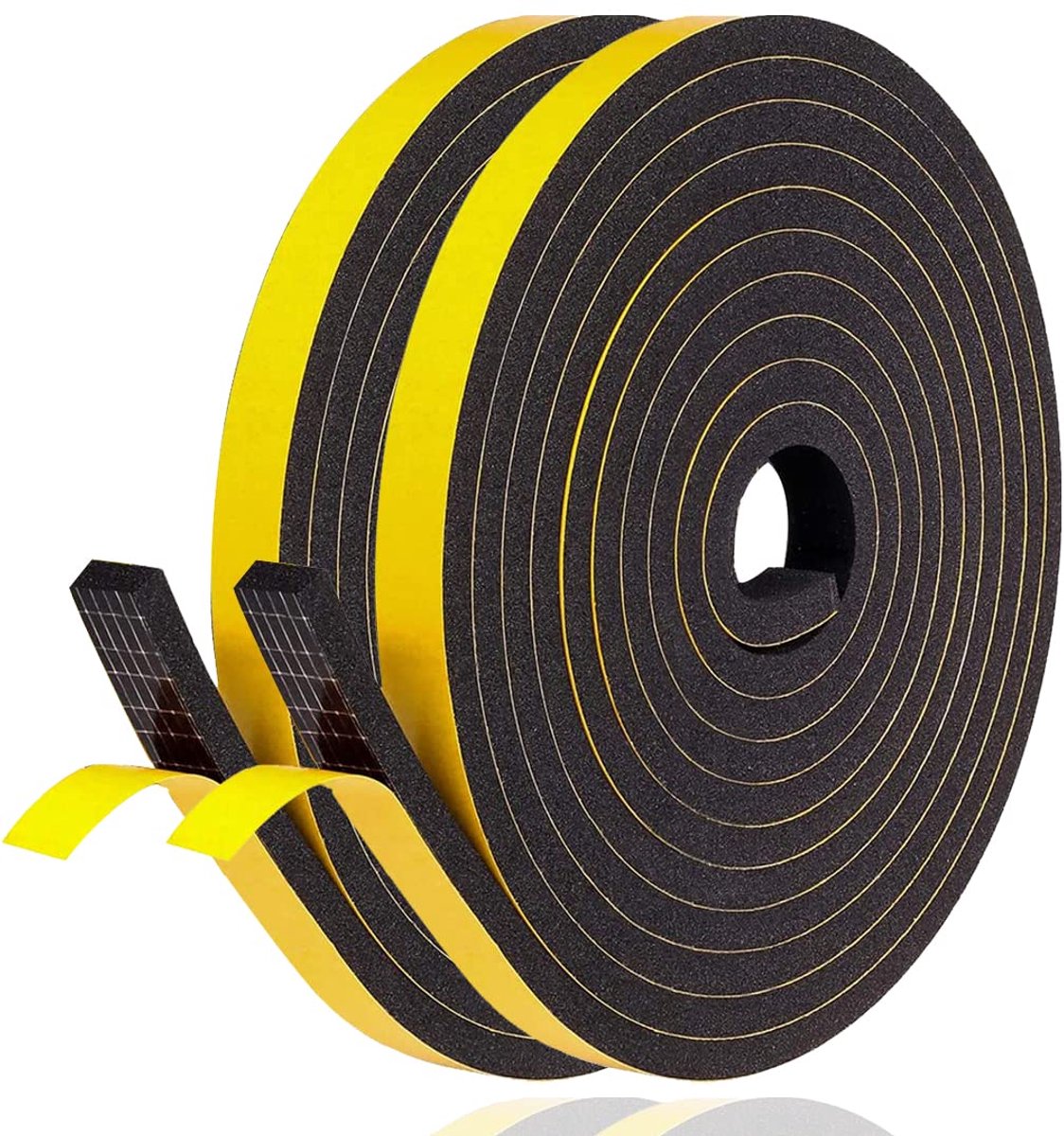 zelfklevende raamafdichting, 12 mm (B) x 6 mm (D)/8 m (L) voor ramen, deurafdichting, schuimtape, rubberen afdichtstrip, geluidsisolatie, botsing, zwart