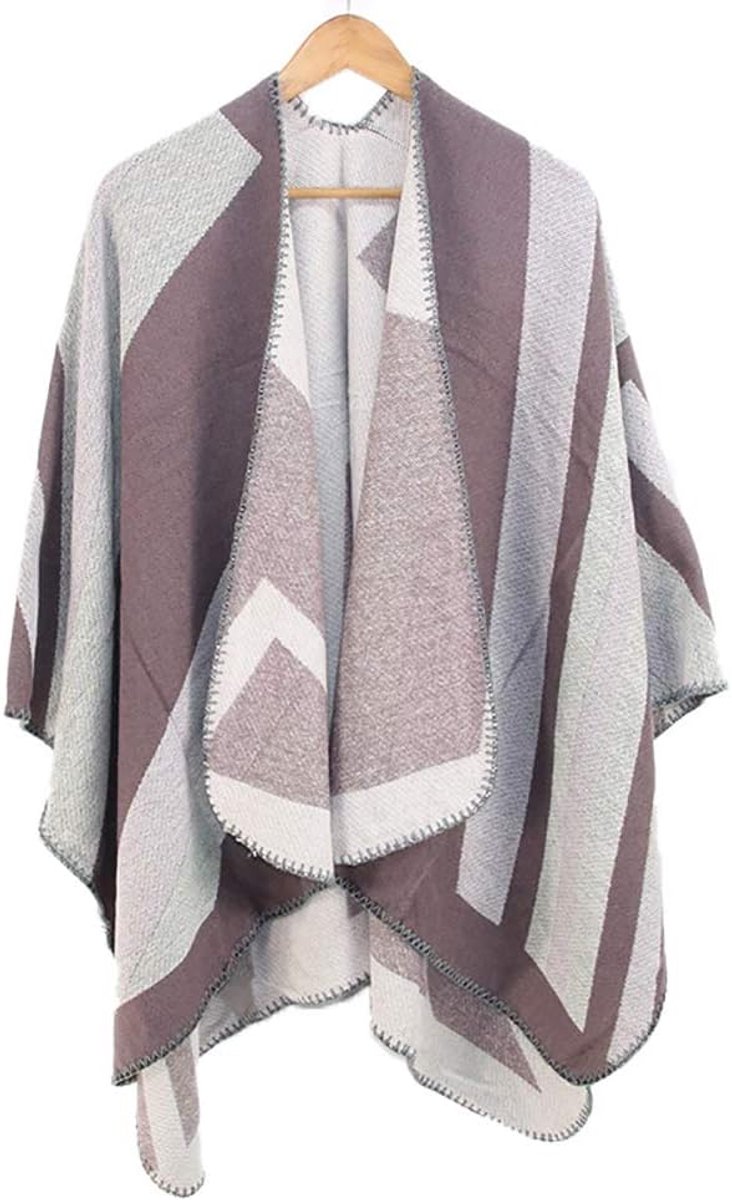 Gebreide Poncho-top, Omkeerbare Oversized Omslagdoek Voor Vrouwen, Wikkel Open Voorkant Mix Capuchon Poncho Cape Voor 4 Seizoenen, Geschenken Voor Vrouwen