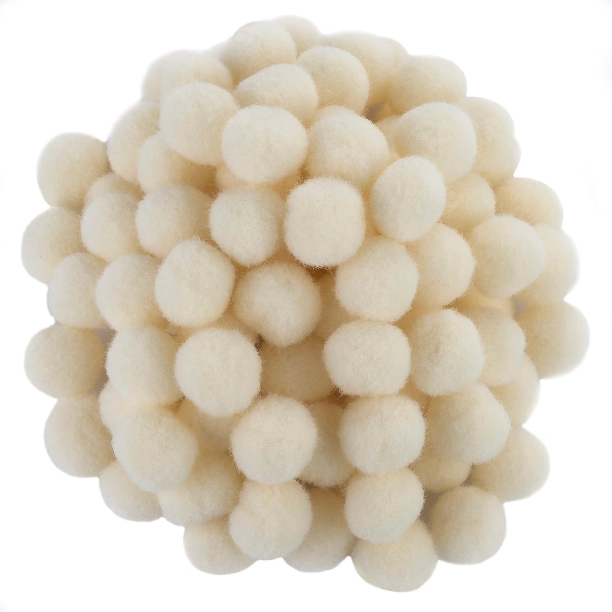 - C60470-100 pompons Ø 13 mm - kleur vuil-wit - van textiel - slingers om zelf vorm te geven voor hobby korte kleding decoratie naaien kleding borduurwerk