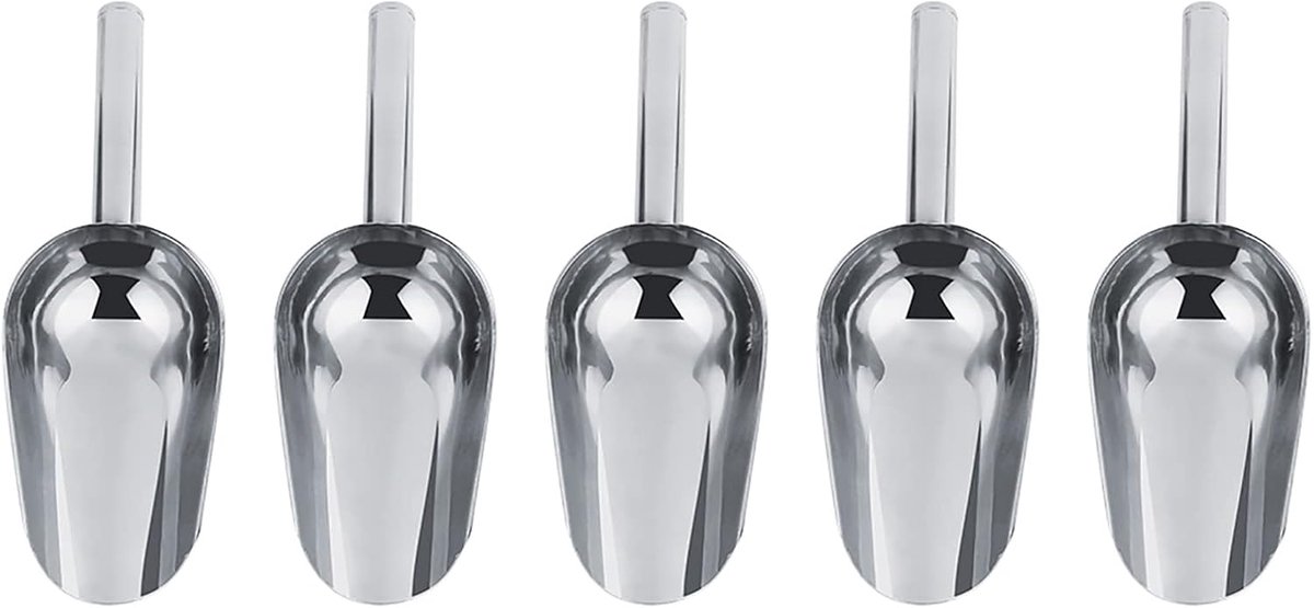 5 stuks ijsschep, roestvrijstalen schep, snoeptang, ijsblokentang voor bruiloften, keuken, bar, snoep, dessert, buffet (5 x schep)