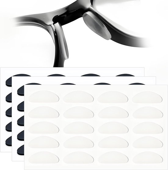 Neuspads voor bril, antislip, siliconen, D-vorm, zelfklevend, antislip, dunne neuspads voor bril, zonnebril, 30 paar - zwart en wit — afbeelding 4