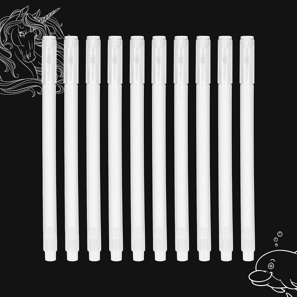 De witte Pen van de Gelpen Witte Inkt voor Zwart Document 0.6mm Fijne Tip | 10 stuks, witte acrylpen, sneldrogend, zichtbaar inktniveau, markeerstiften voor kunst, tekenen, schetsen, kleuren, ontwerp