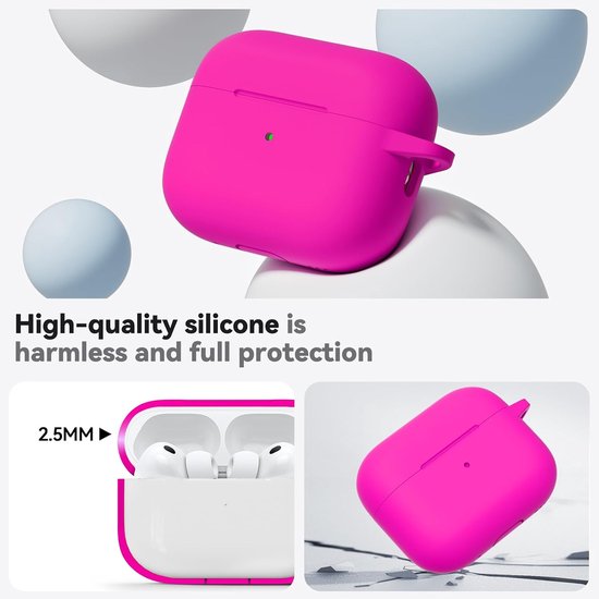 Compatible with AirPods Pro 3 Case - Rose-A - Silicone Protective Case Cover for Apple Air Pod Pro 3rd (2025), Unisex Design, with Cleaning Kit — afbeelding 3