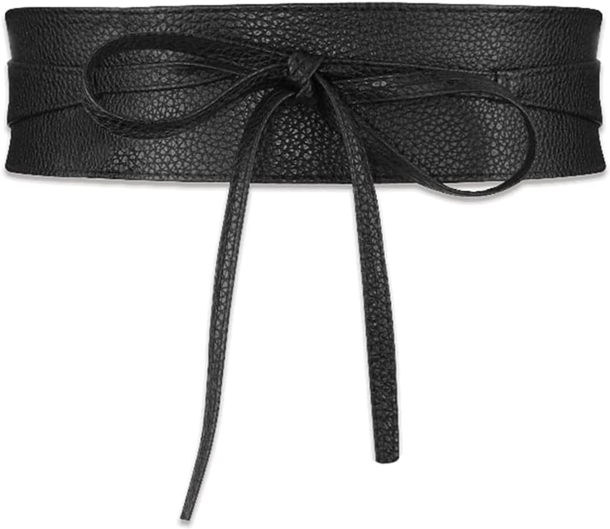 PU lederen korset cinch tailleband waspie heupgordel retro gebonden brede riem bandage wrap strik band strik faux leder obi boho-stijl voor meisjes Halloween kostuum - zwart